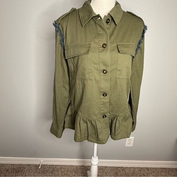 MATILDA JANE Jacket Moments with You Size S Army Green Pockets Patchwork - Picture 5 of 9